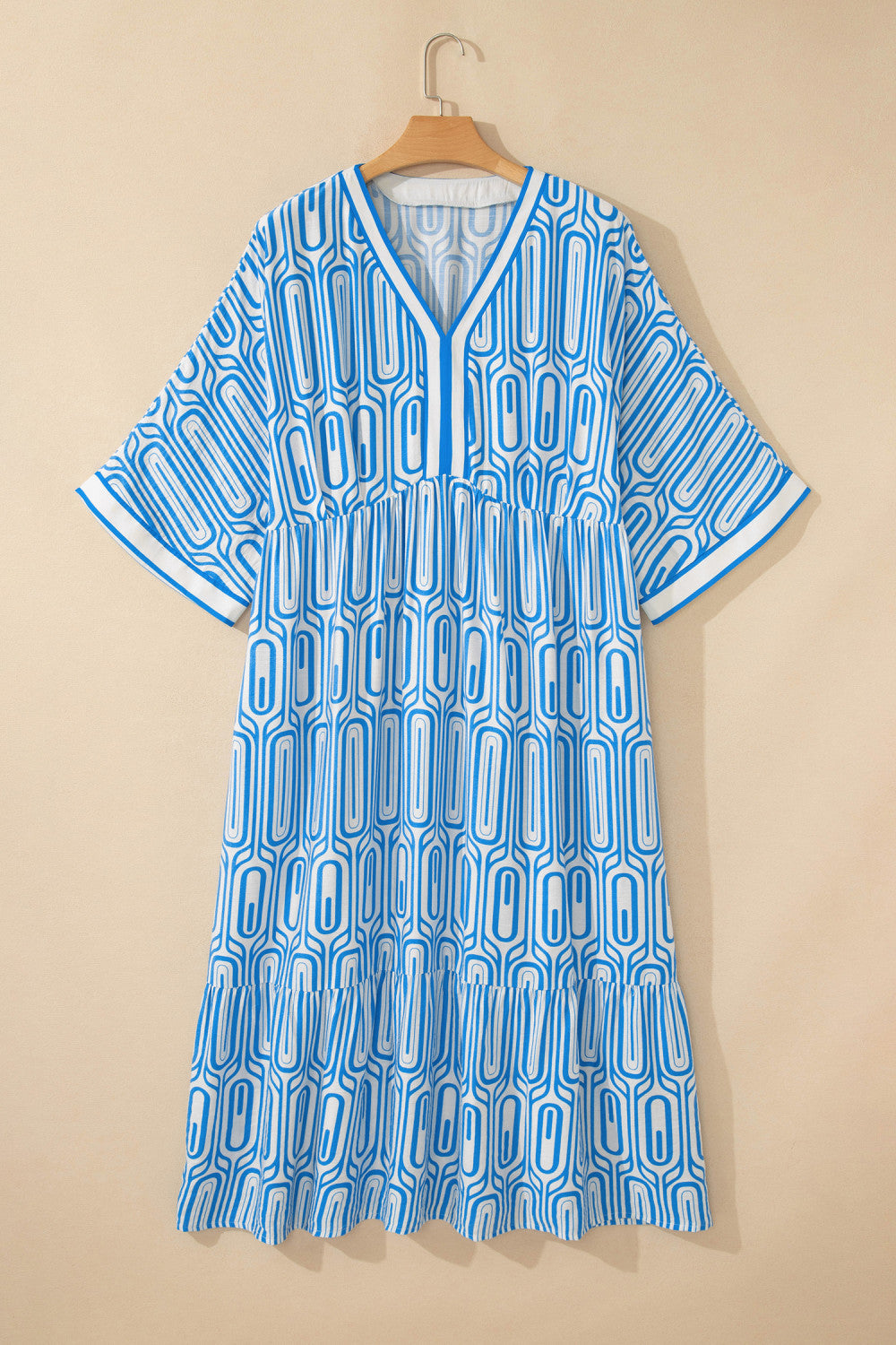 Blue Plus Geometric Dress