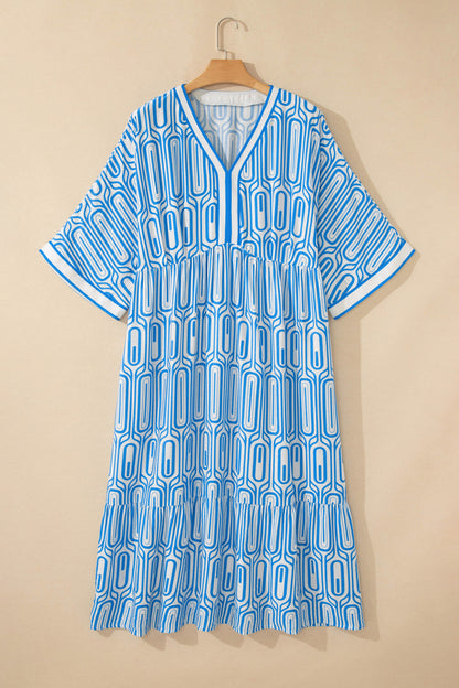 Blue Plus Geometric Dress