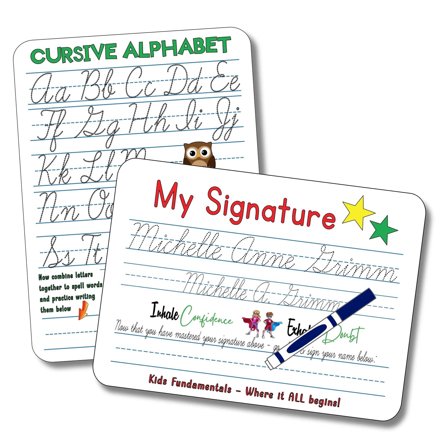 Personalized Cursive Writing Practice Board - Reusable