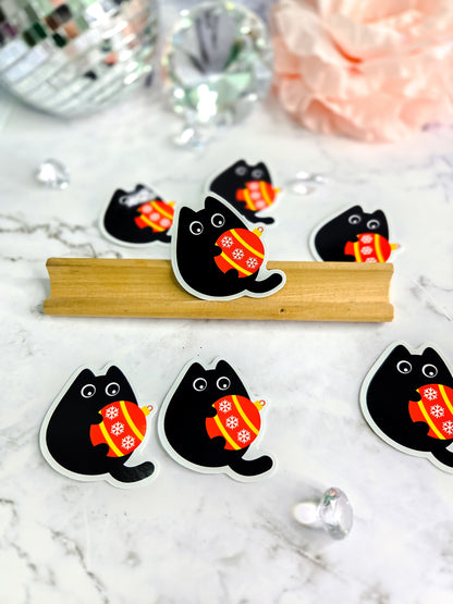 Kitty loves Christmas ornaments sticker