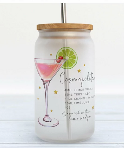 Summer Glass Can w/ bamboo lid and straw