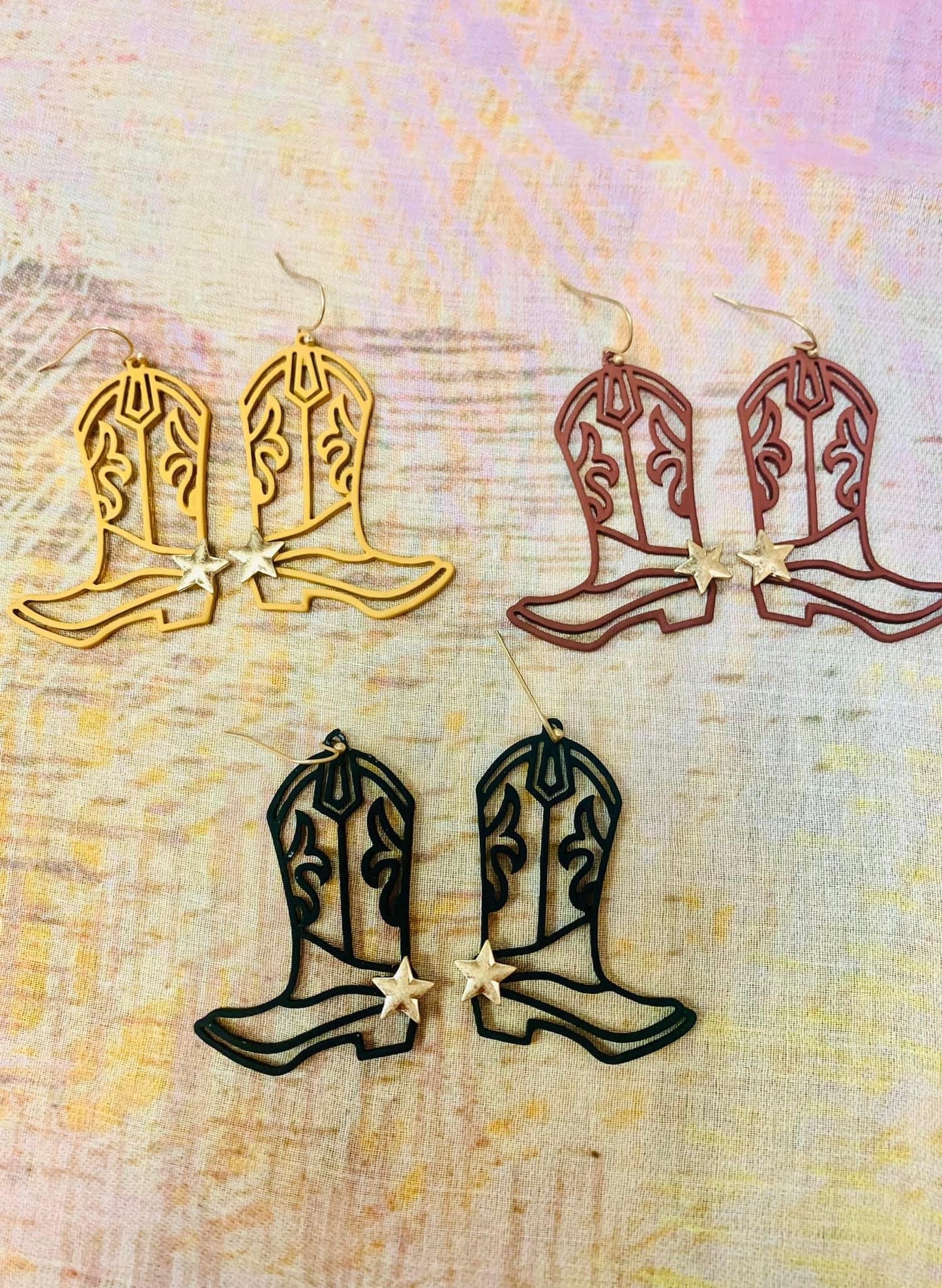 Cowboy boot earrings