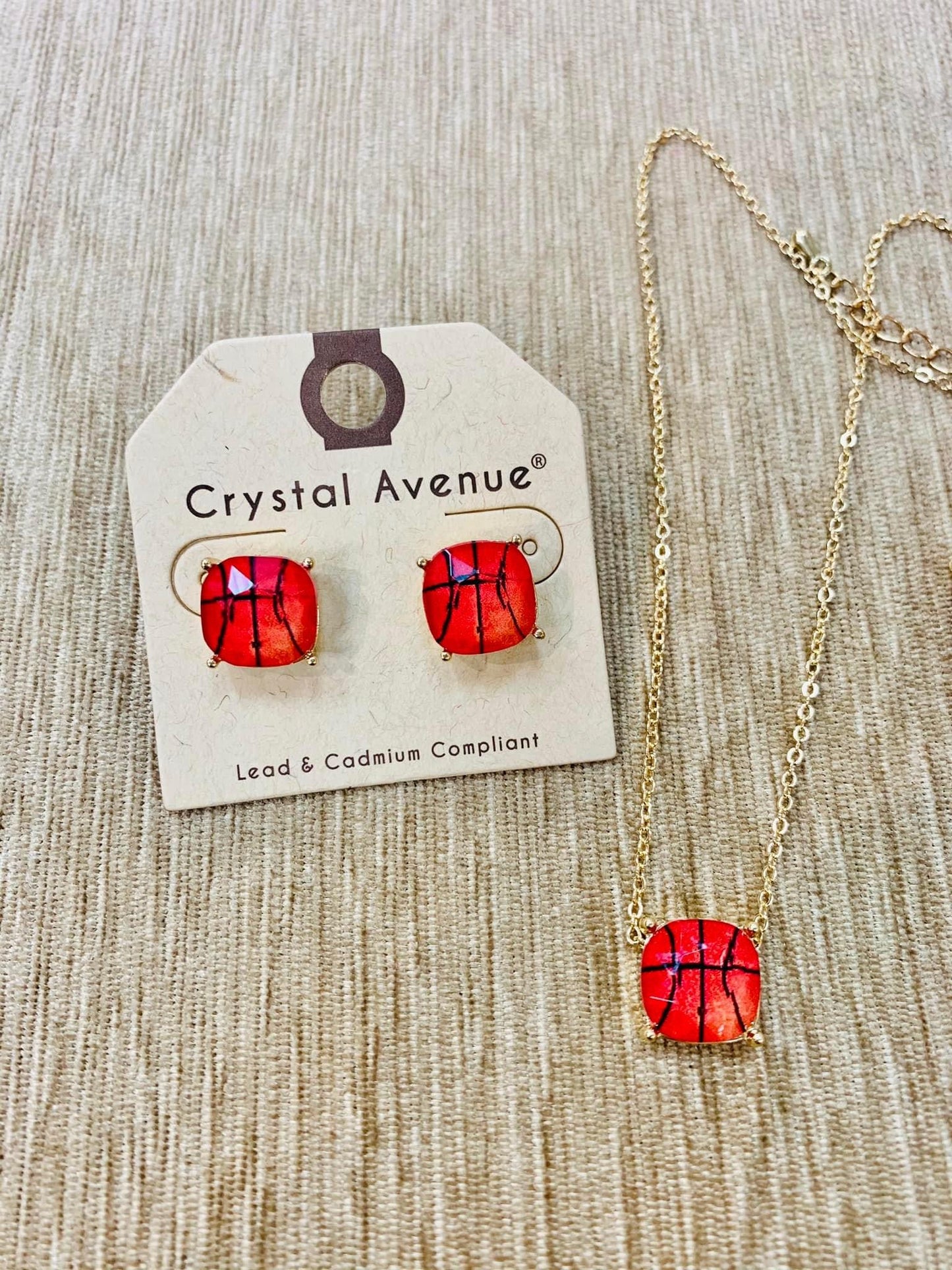 Sports theme necklace & earrings